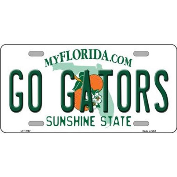 NCAA Go Gators License Plate Florida Background Metal Tag Sign The Swamp New UF - Picture 2 of 3